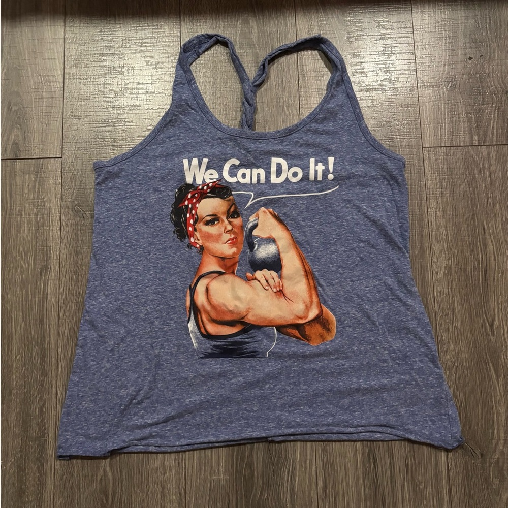 Arbor Blue 'We Can Do It!' Graphic Tank Top
(0132)